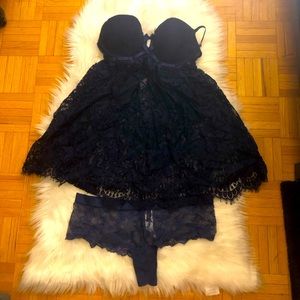Elegant Lace Panties - Navy Blue